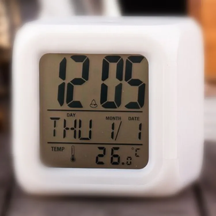 colorful light cube digitals alarm clock with calendar