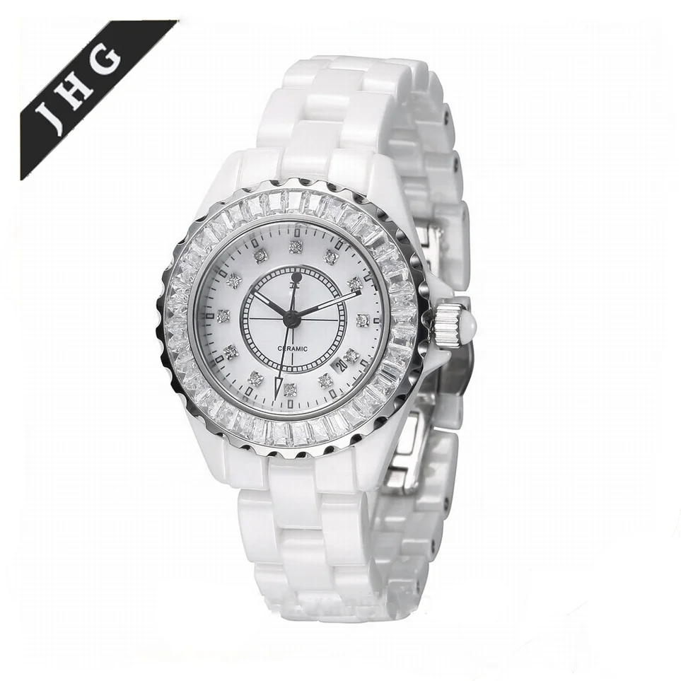 
Алмаз керамические часы женский стол мода часовой бренд прилив Ретро Модные прозрачные женские Таблица Леди керамические часы 