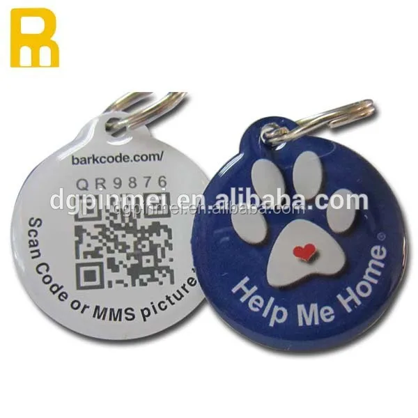 Cheap custom laser qr pet tags with small ring for wholesale / qr pet tags with serial id code