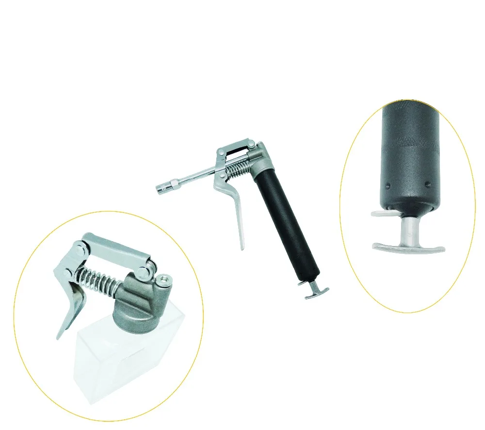 
3oz 2-Way Loading Mini Pistol Grip Grease Gun with Jaws Hydraulic Coupler and Extension Pipe 