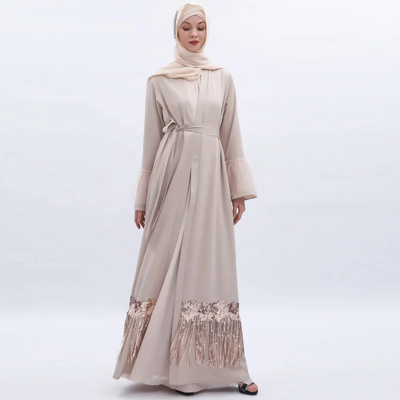 
2019 New Model Dubai Women Abaya Kimono Islamic Clothing open kimono Muslim Dress in Dubai style Abaya 