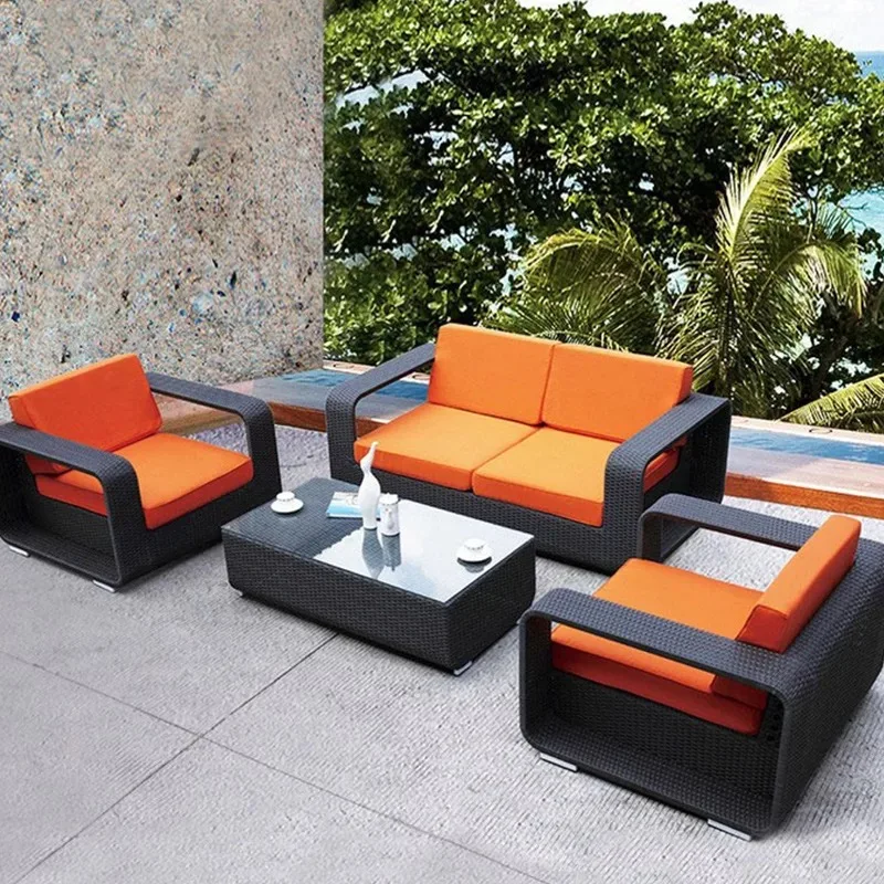 Modern PE wicker outdoor sofa garden sofa rattan garden sofa