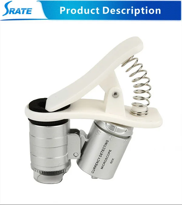 NO.9882 W 60x LED and UV light pocket microscope for mobile phone