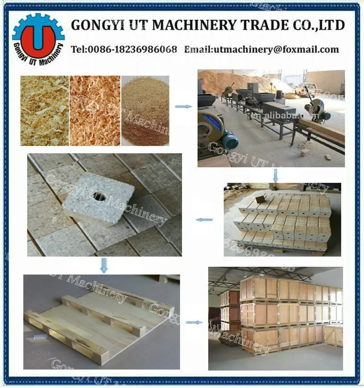 Compressed wood pallet making machine  chips block extruder sawdust pallet log making machine hot press machine factory