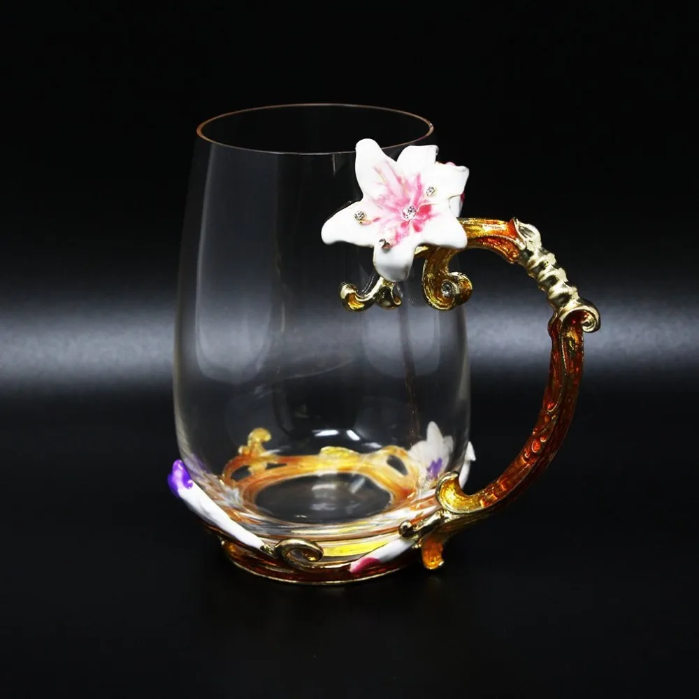 Novelty Enamel Handle Reusable Coffee Cup Glass