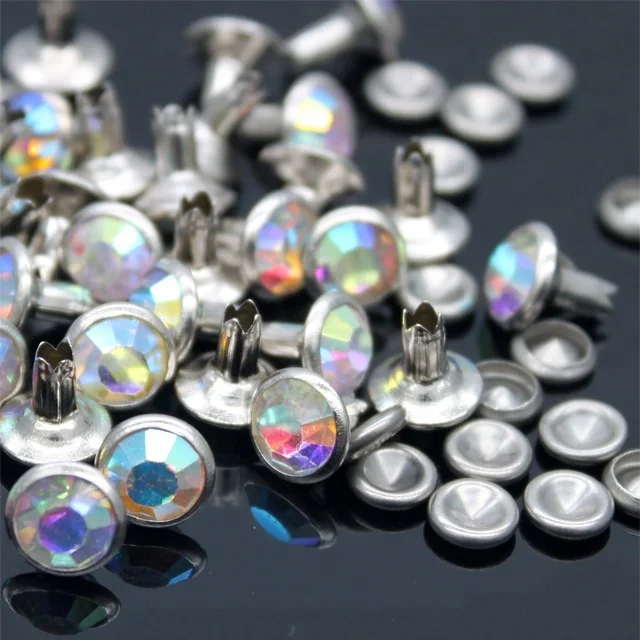Fashion cheap crystal AB color rhinestone rivet open end garment rivet for decoration