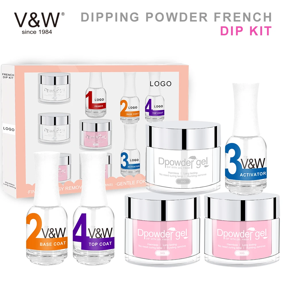VW 3 In 1 Match Color Fast Dry Dipping Acrylic Powder Nails System Starter Kit Dip Powder Gel Polish For Dipping And Liquid