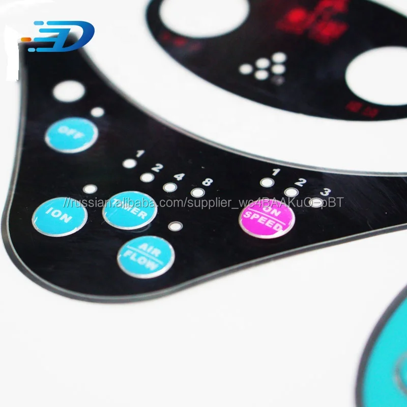 Пользовательские 3 м клей кнопочный водонепроницаемый мембранный переключатель клавиатуры панель со светодиодной