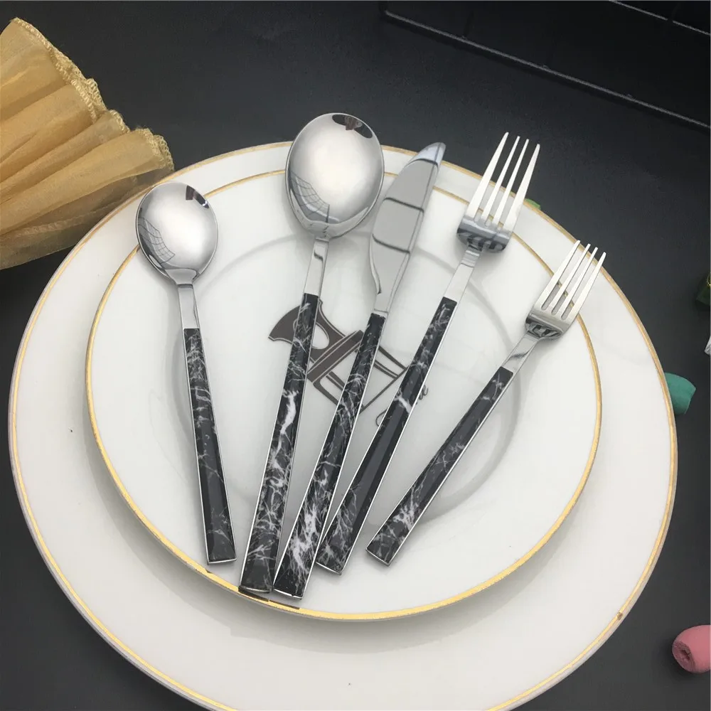 Full tag hotel cutlery tableware for table setting gold Besteck inox cubiertos couverts 24pcs stainless steel dinnerware sets