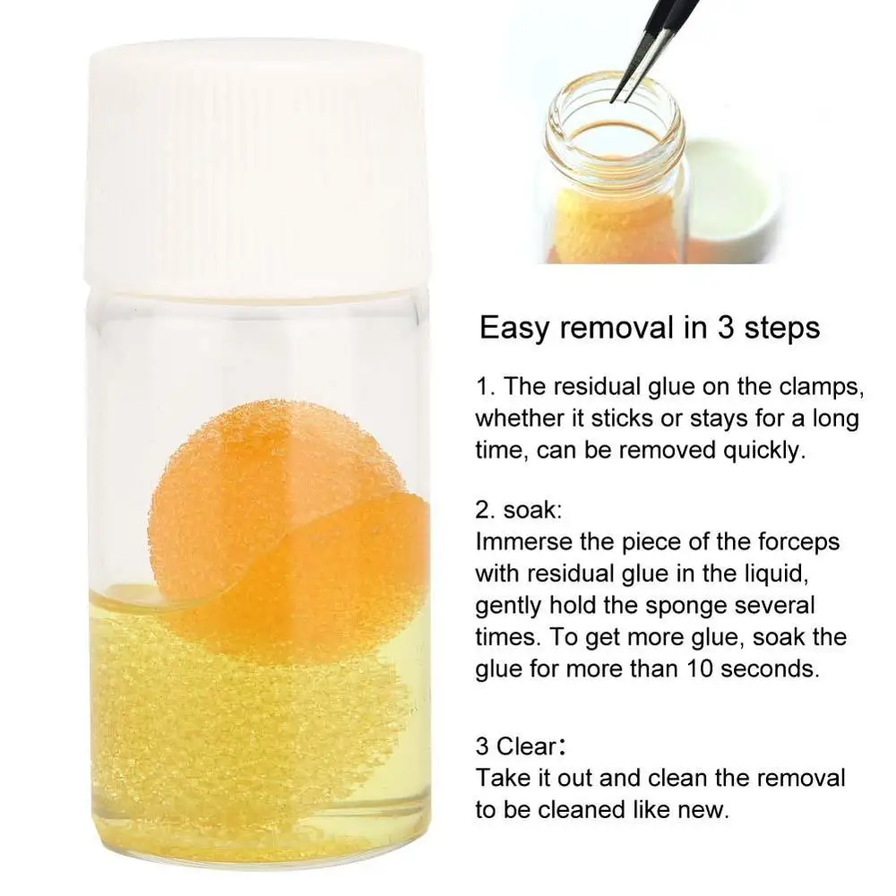 Liquid eye  lash glue remover cleaner Sponge Ball Cleaning Tools Eyelash Extension Glue Tweezers Cleanser