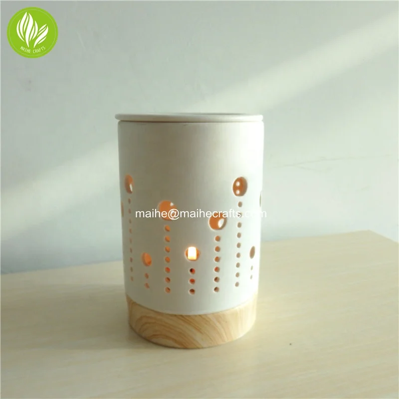 wooden finishing ceramic fragrance oil burner Tea Light oil burner