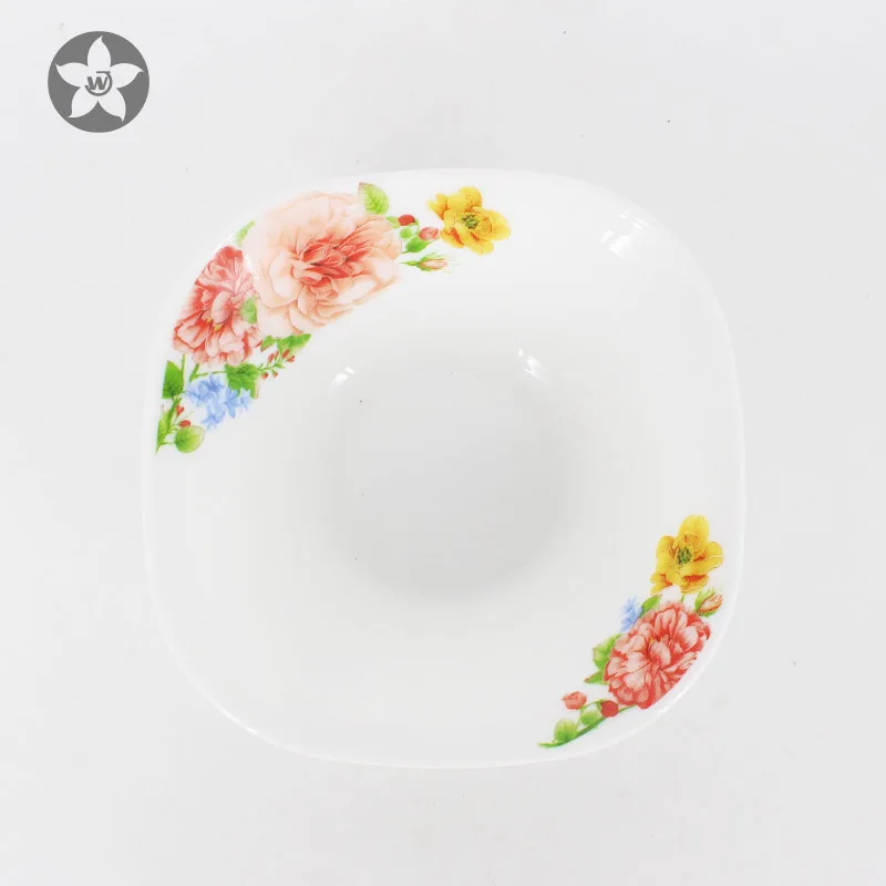 Square shape fine porcelain dinner set decal opal glassware bowl