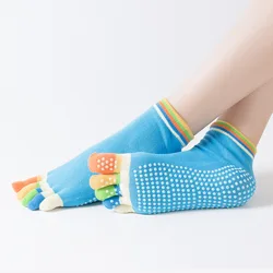 Comfortable Women Polyester Dot Silicon Gel Wholesale Colored Five Toe Yoga Socks