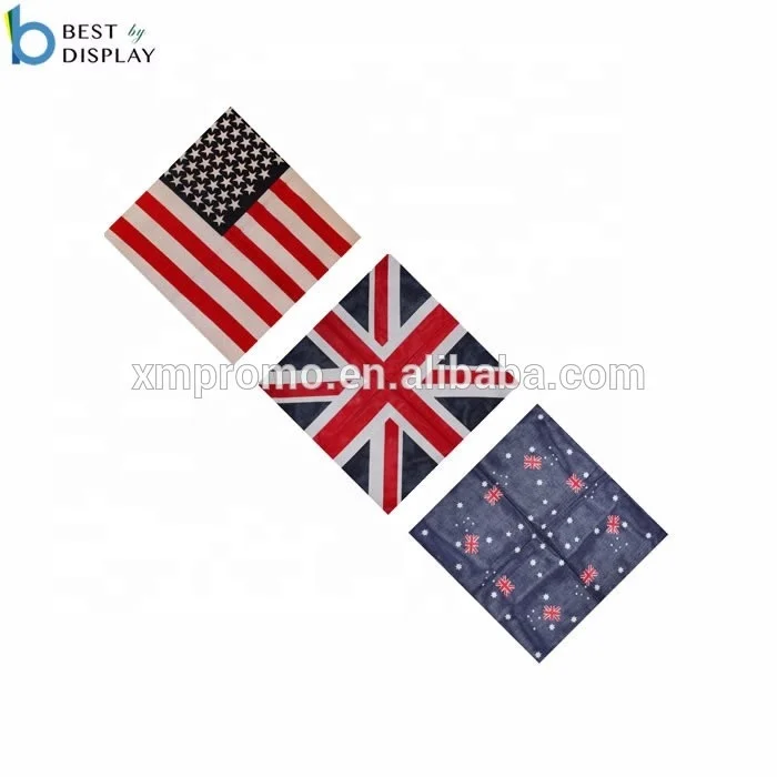 Fashion design screen printing multifunctional square custom cheap 100% cotton bandana