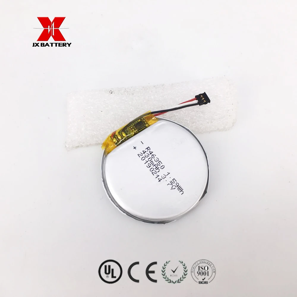 3.7v 350mAh smart watch battery 46350  small flat round lithium polymer battery for toys
