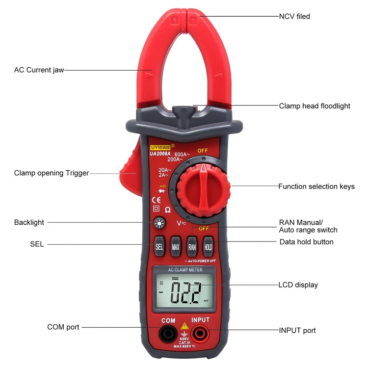 
UA2008D Digital Clamp Meter 