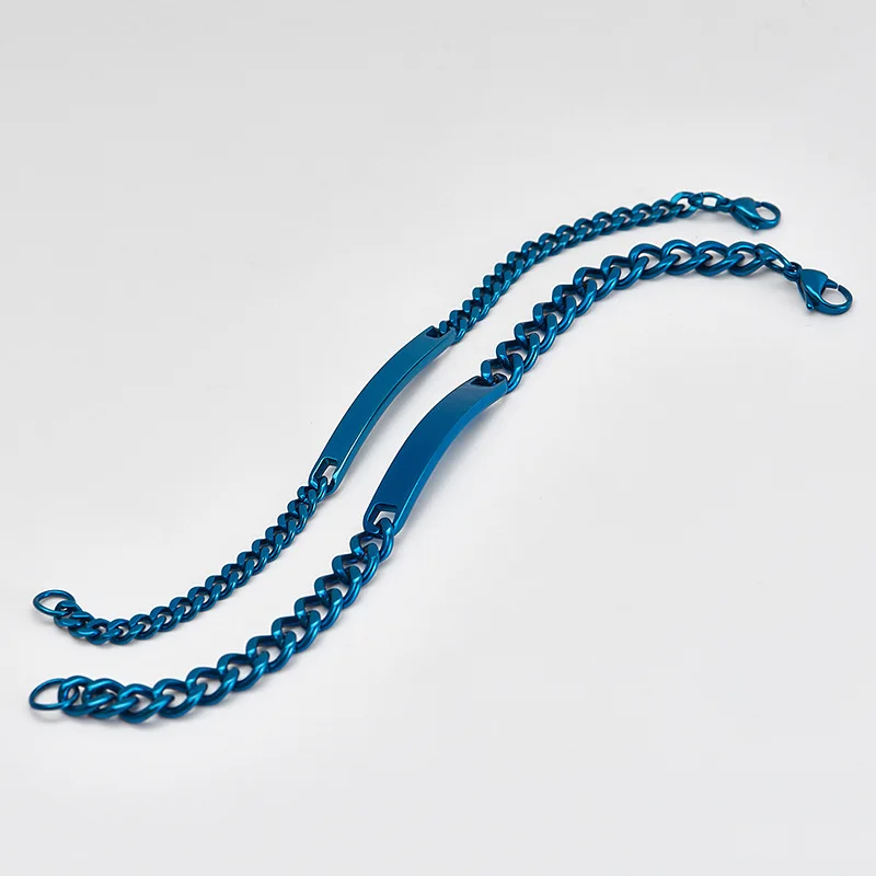 
Retro Customize Mens Wholesale Sliver Engraved ID Bracelet Customer LOGO Stainless Steel Men Bracelet & Bangle 