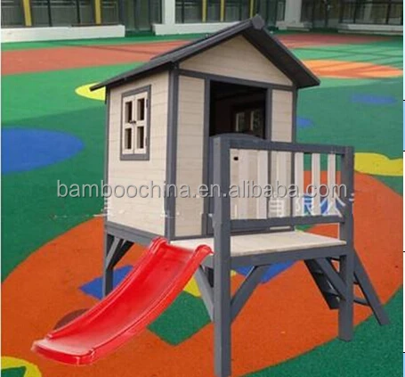 Wooden children outdoor playhouse