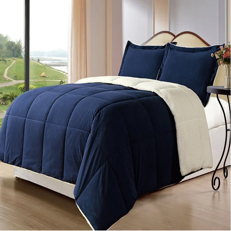 
Super soft microfiber sherpa blanket reversible alternative down comforter Super soft microfiber sherpa blanket reversible alternative down comforter