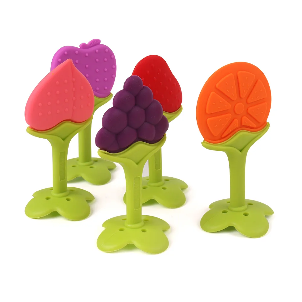Silicone Teethers Fruit Grape Banana Watermelon Baby Teether Rubber Chew Charms Baby Teething Gift Toddler Toys