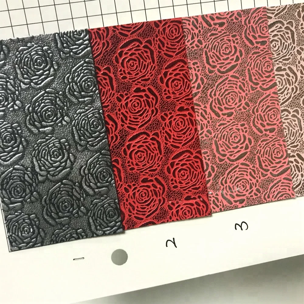 2018 printed synthetic leather with embossed flower pu leather