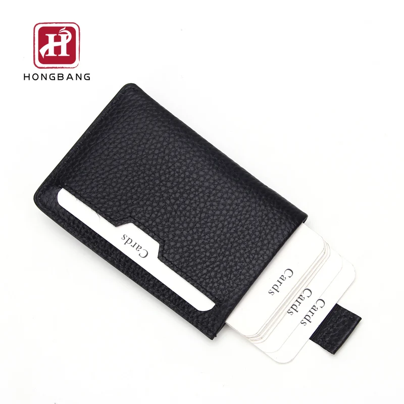 Full Grain Leather Pull Tab Card Holder Design For Credit Card