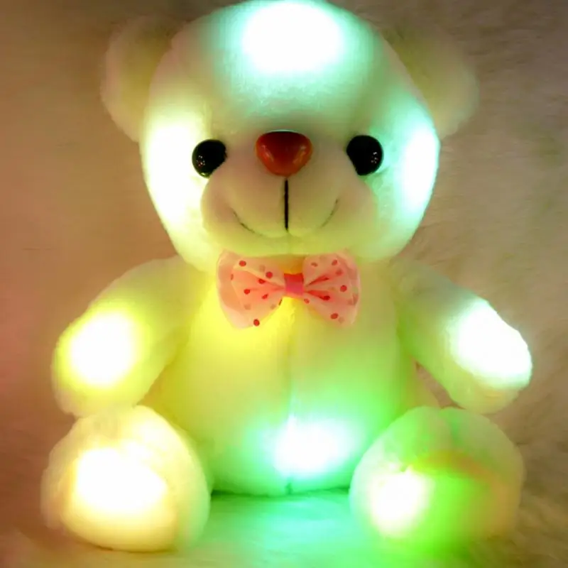 20-22 CM Creative Light Up LED White Bear Stuffed Animals Plush Toy Colorful Glowing Plush Stuffed Bear Christmas Gift for Kids