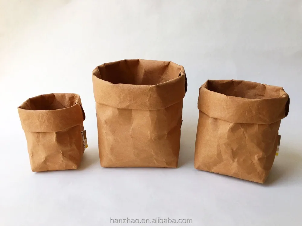 Kraft Paper Bags Storage Basket Washable Paper Bag