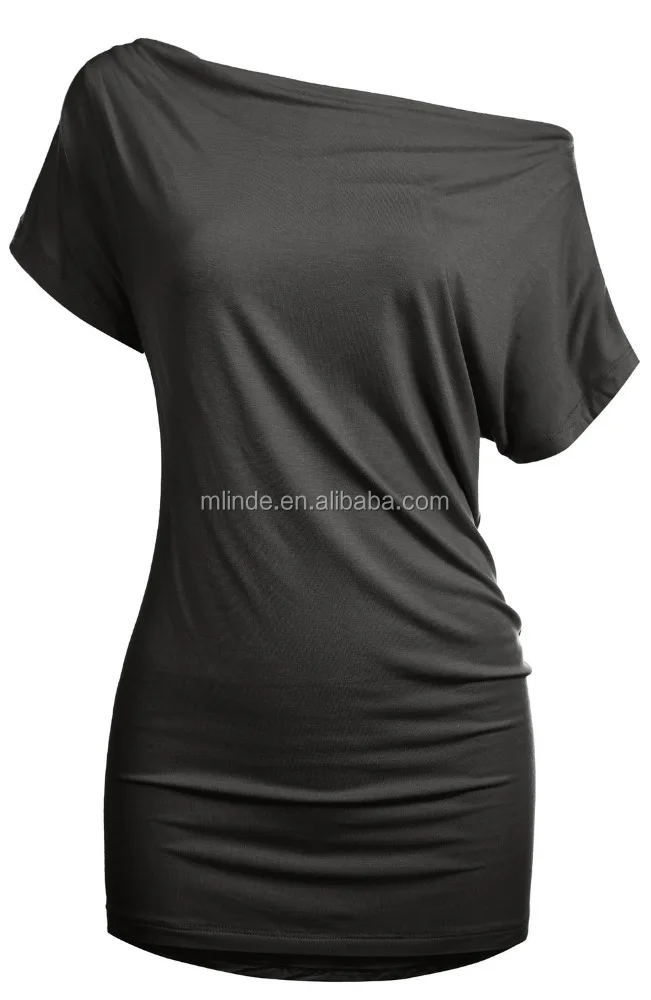 Alibaba Wholesale Custom Fashion Women One Shoulder Sexy Loose Tunic Tops for Leggings Convertible Ladies Blouse Shirt