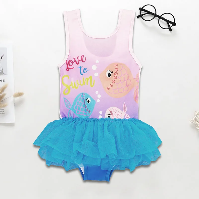 Love to Swim one piece kids clothing summer beach wear little girls swimsuit