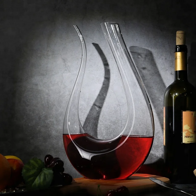 
Bar and Home Cheap Magic U Shape Single Crystal Wine Glass Decanter 