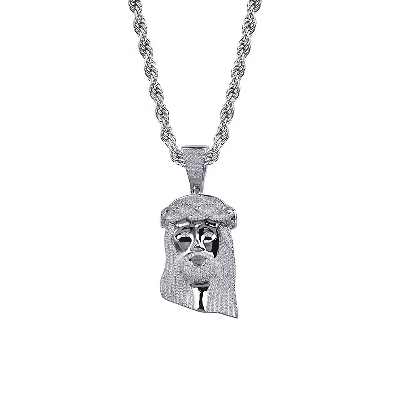 new product 2019 Ice out Jesus Corolla pendant hiphop Jewellery Fashion CZ Stone Necklace For Men Women Gift JUNLU Jewelry