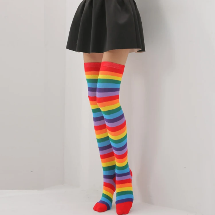 Изготовленные На Заказ Высокие Носки радуги и рождественские носки чулки