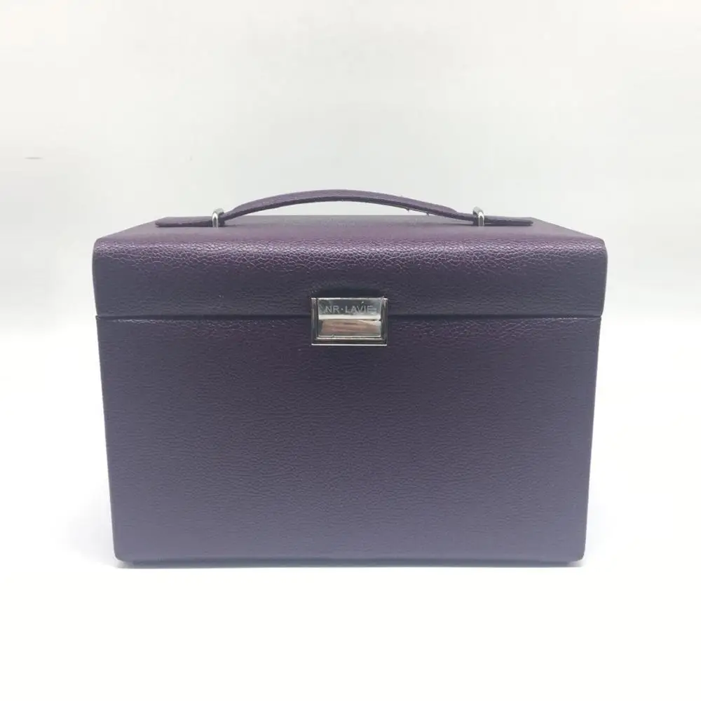 Custom Logo PU Leather Handmade 3 Layers Jewelry Set Box With Lock