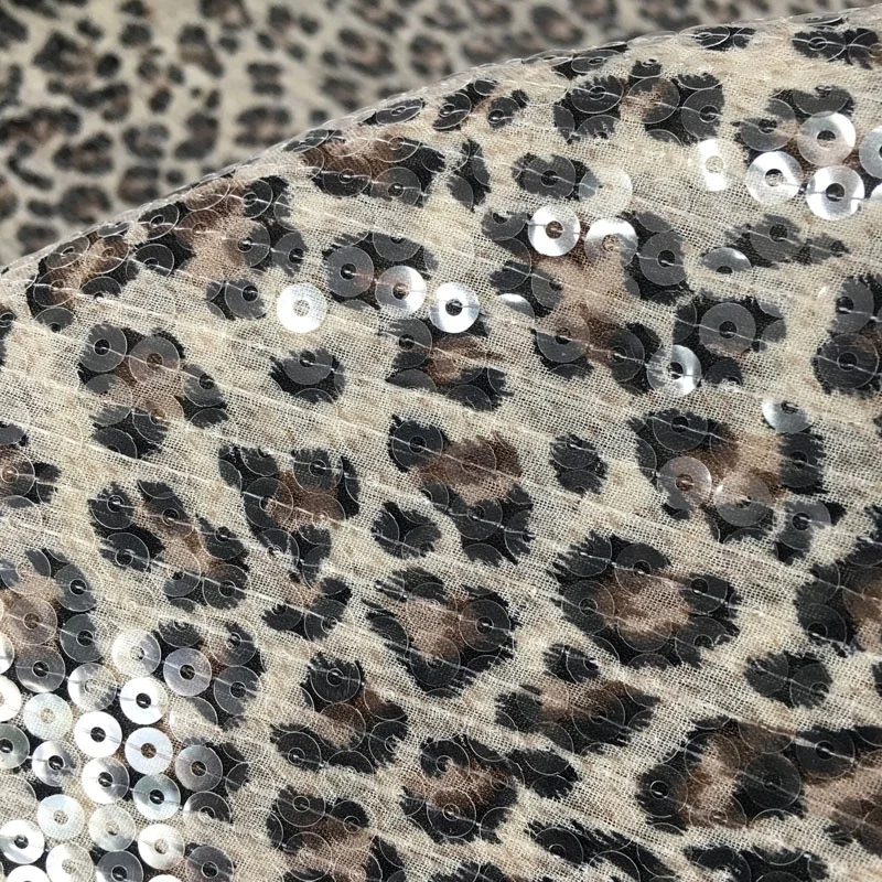 fancy allover sequin embroidery design on chiffon fabric/animal chiffon sequin lace fabric/clothing and dress fabric