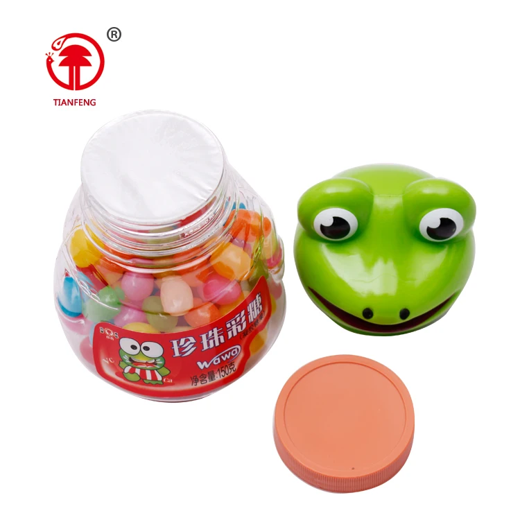 Mixed fruity flavor frog shaped jelly bean low sweet candy bottle halal hot selling mix sweet jelly bean