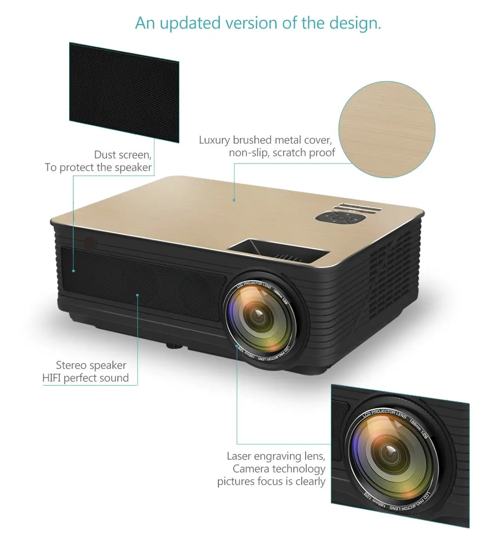 3000 люмен Система Android 6,0 умный проектор с 120 дюймов дисплей