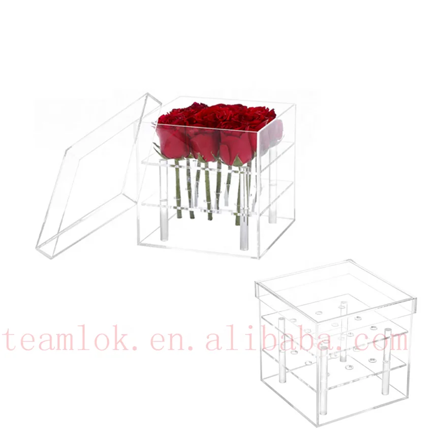 Acrylic Rose Flower Display Storage Box,Plexiglass Preserved Roses Gift Boxes