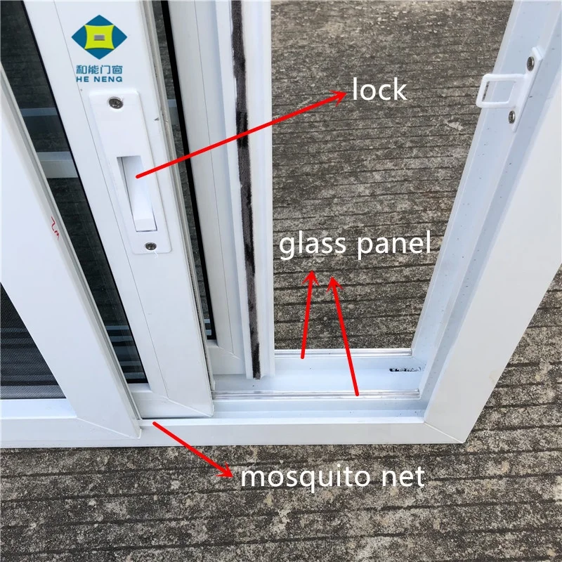 China Supplier Hot Sale 2 Rail Track White UPVC Profile Sliding Windows With Grill And Fly Screen