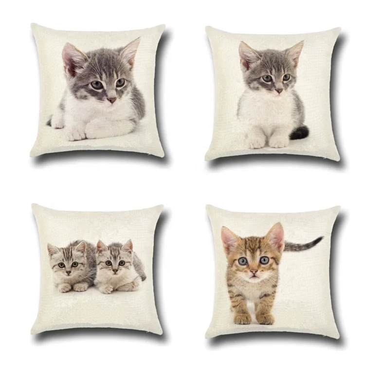 Home Decor Sofa Cushion Printed Cat Pattern Pillow Seat Square Cushion