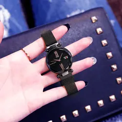 Best Seller Ready Stock Mesh Belt Fashion Ladies Magnet Watch Quartz  Women Wrist Watch