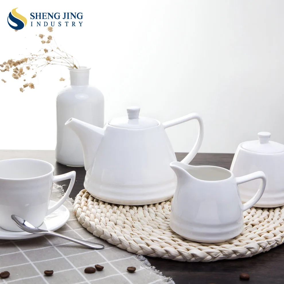 Household/ Restaurant/ Hotel/ Cafe/ Wedding White Ceramic Classic Coffee and Tea Set