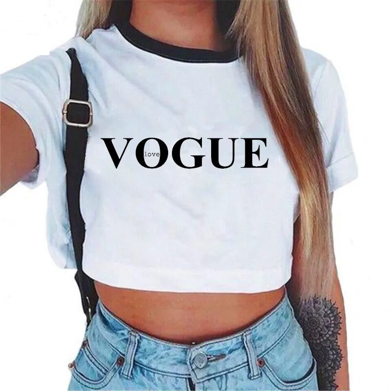 
fashion simple custom multi printing styles crop tops tshirts women 