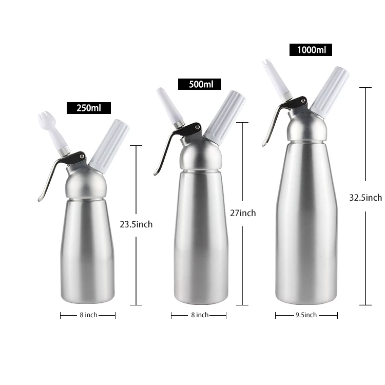 Aluminum Whipper Cream Dispenser Whipper  plastic  Decorating Nozzles + plastic Holder (0.5L)cream whipper