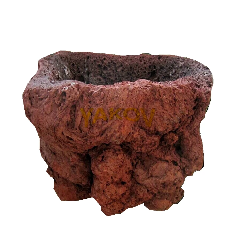 small irregular shape red lava stone bonsai pot flowerpot