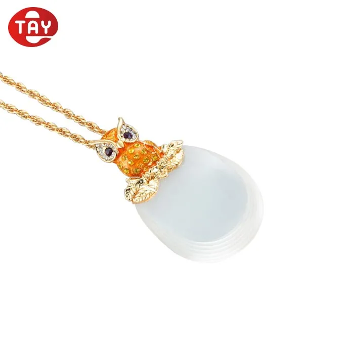 High quality metal chain elegant charmed owl magnifier necklace pendant