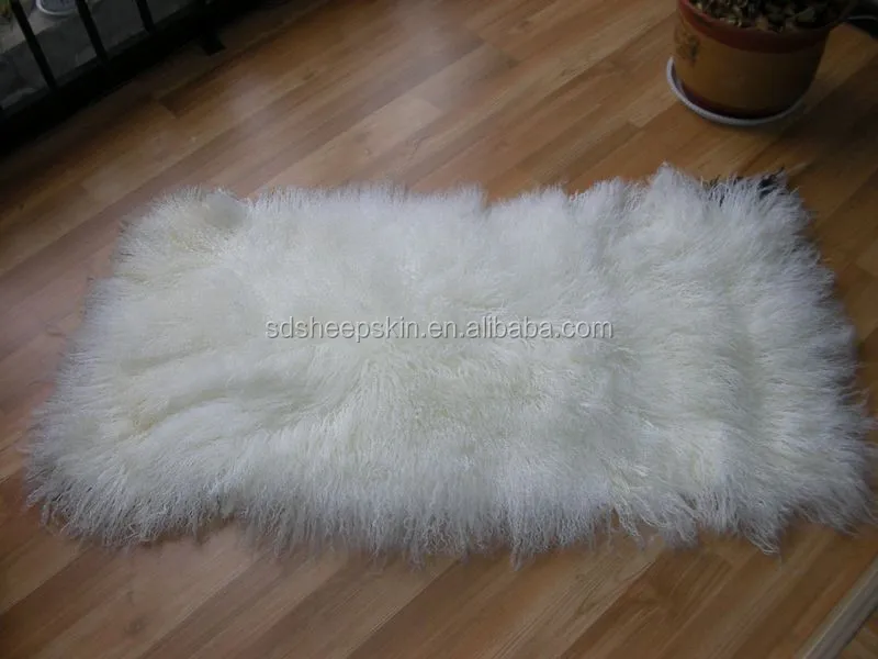 Natural White Sheepskin Fur Goat Hair Animal Skin Rug
