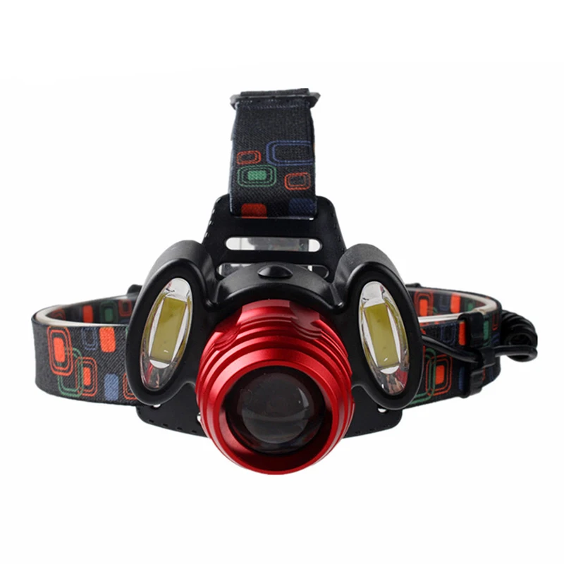 T3041 IP55 rechargeable 18650 lithium battery 1800 lumen rotated zoom cob triple led headlamp