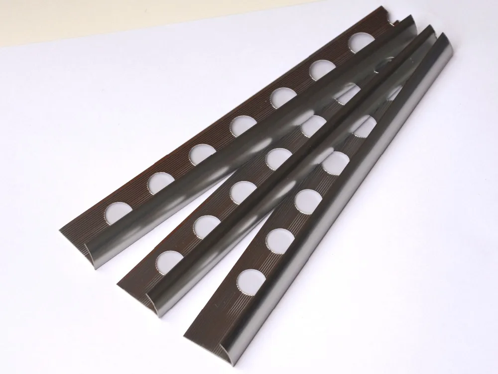 Алюминиевый облицовочный профиль для плитки с закругленными краями 2500 мм x 10 мм производства Нинбо