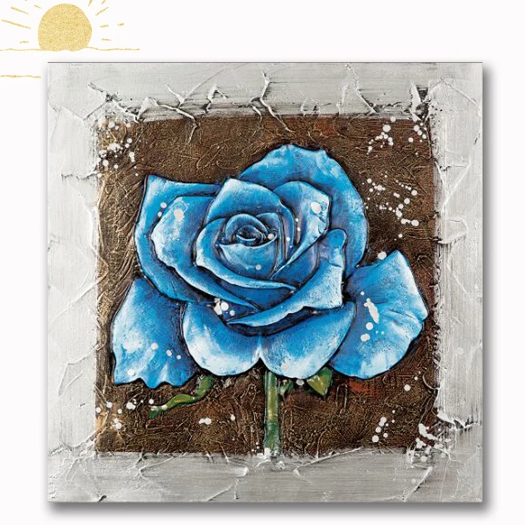 
Custom Elegant Blue Rose Flower 3D Oil Painting For Living Room 